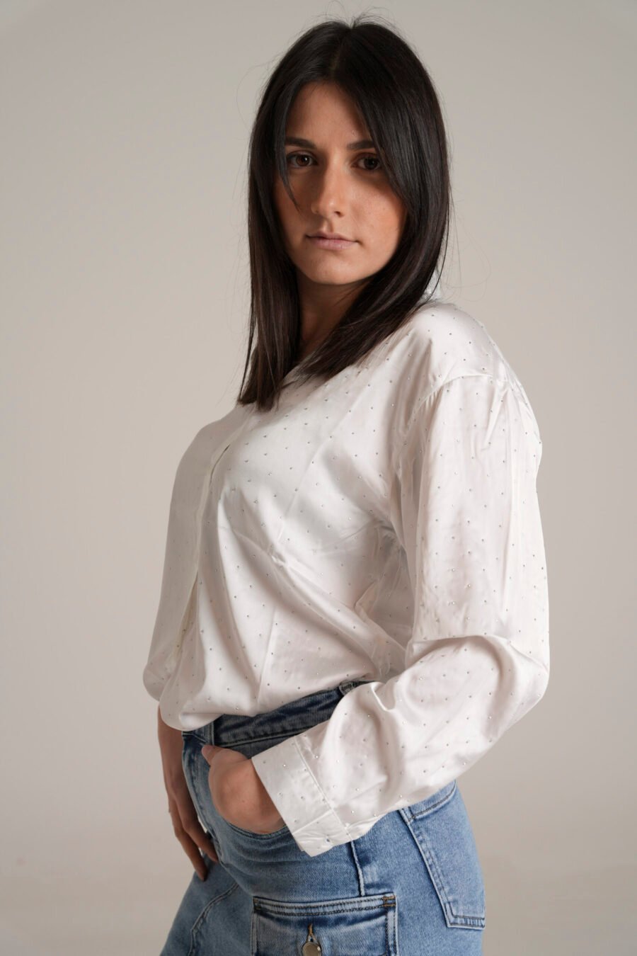 Camicia in Raso con Micro Strass - immagine 3