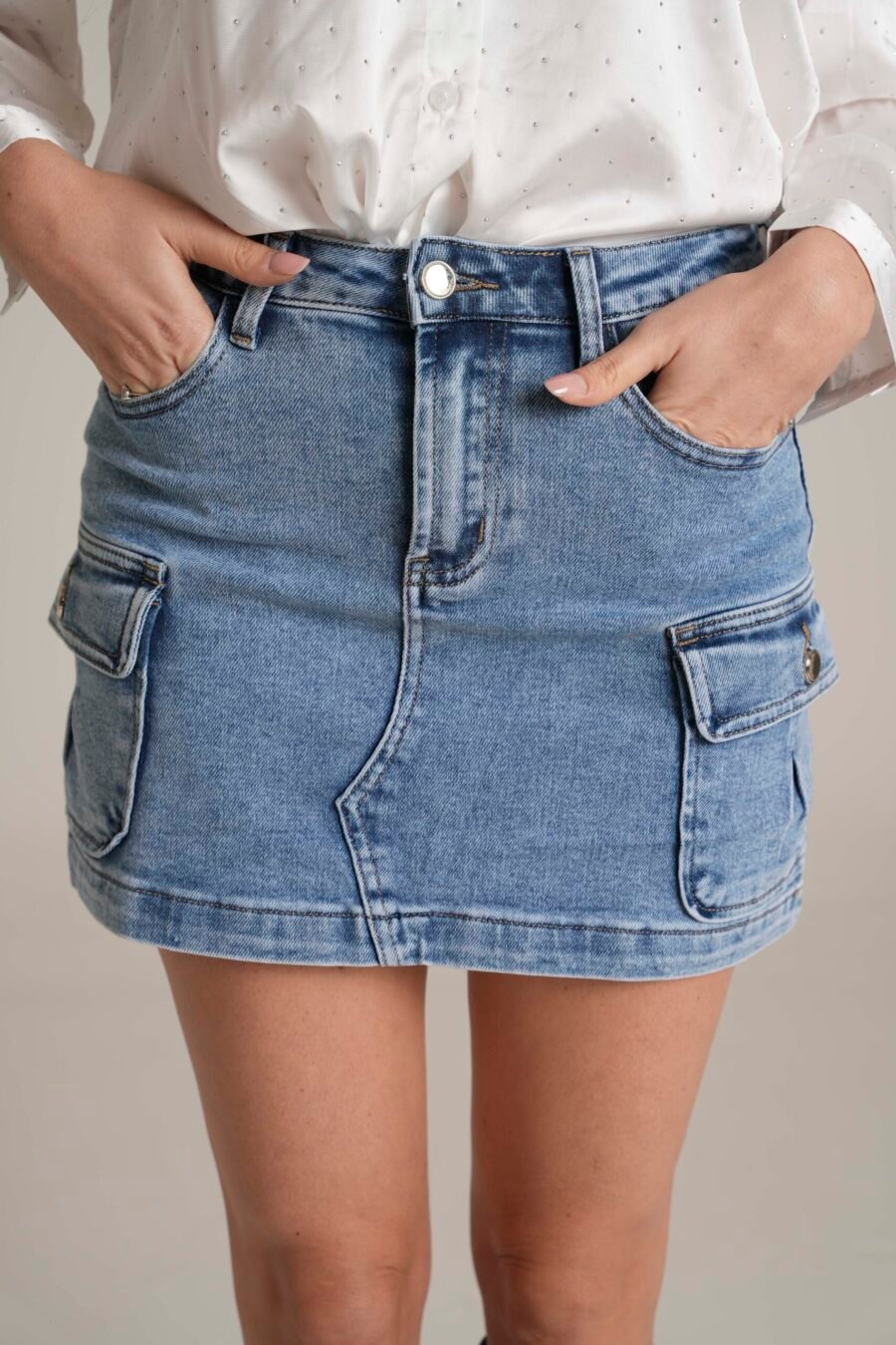 Gonna in Jeans con Tasche Cargo