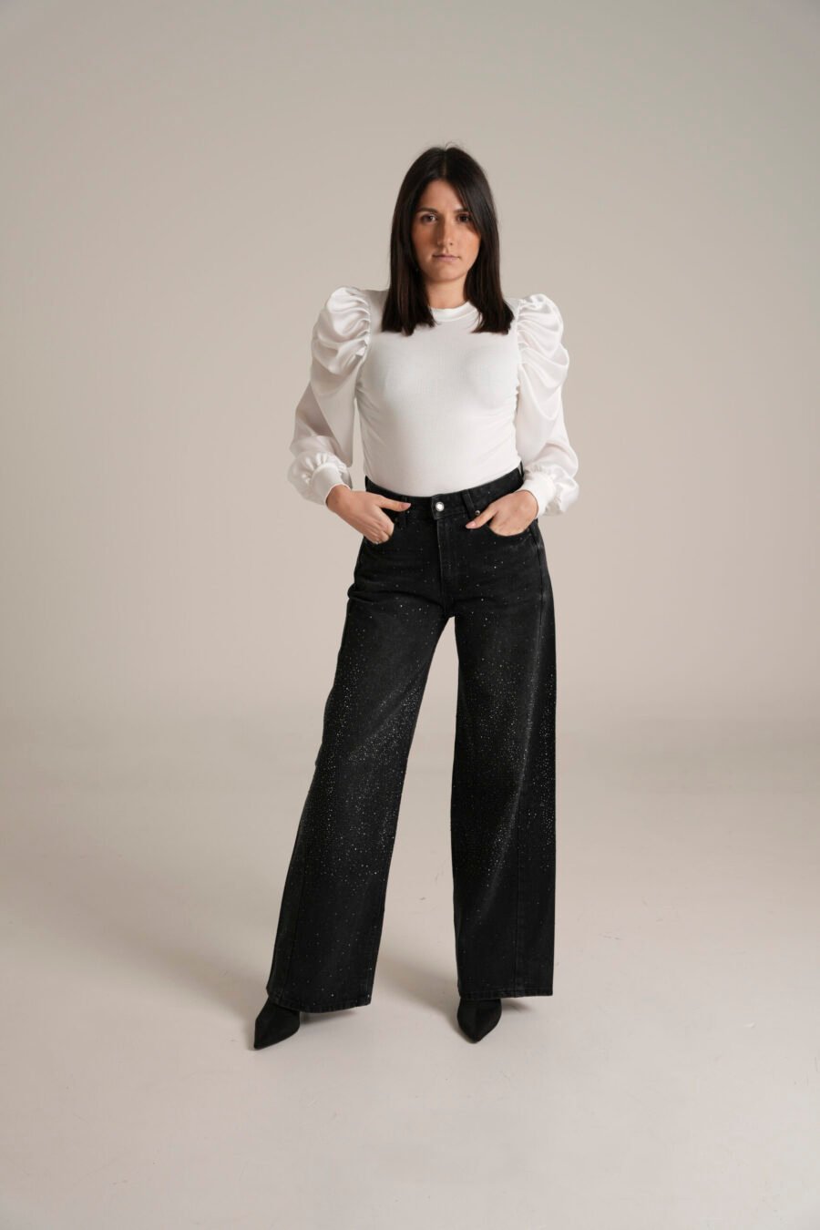 Pantalone Nero Glitterato - immagine 4