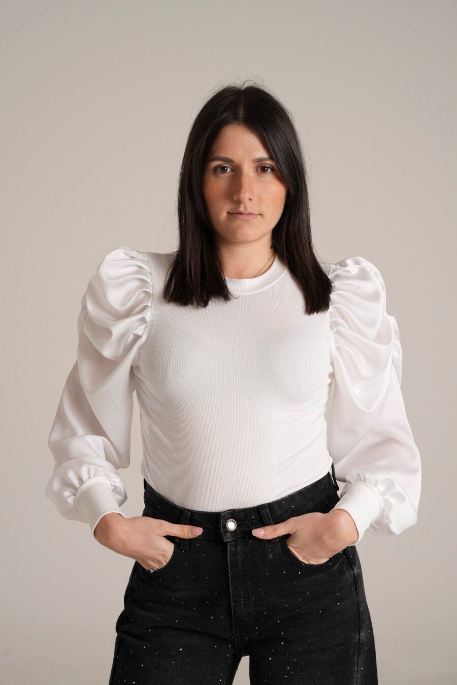 Maglia Romantica con Maniche Sbuffo