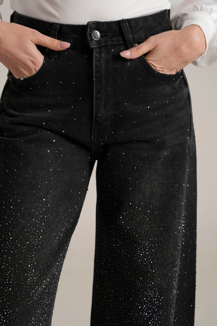 Pantalone Nero Glitterato - immagine 3