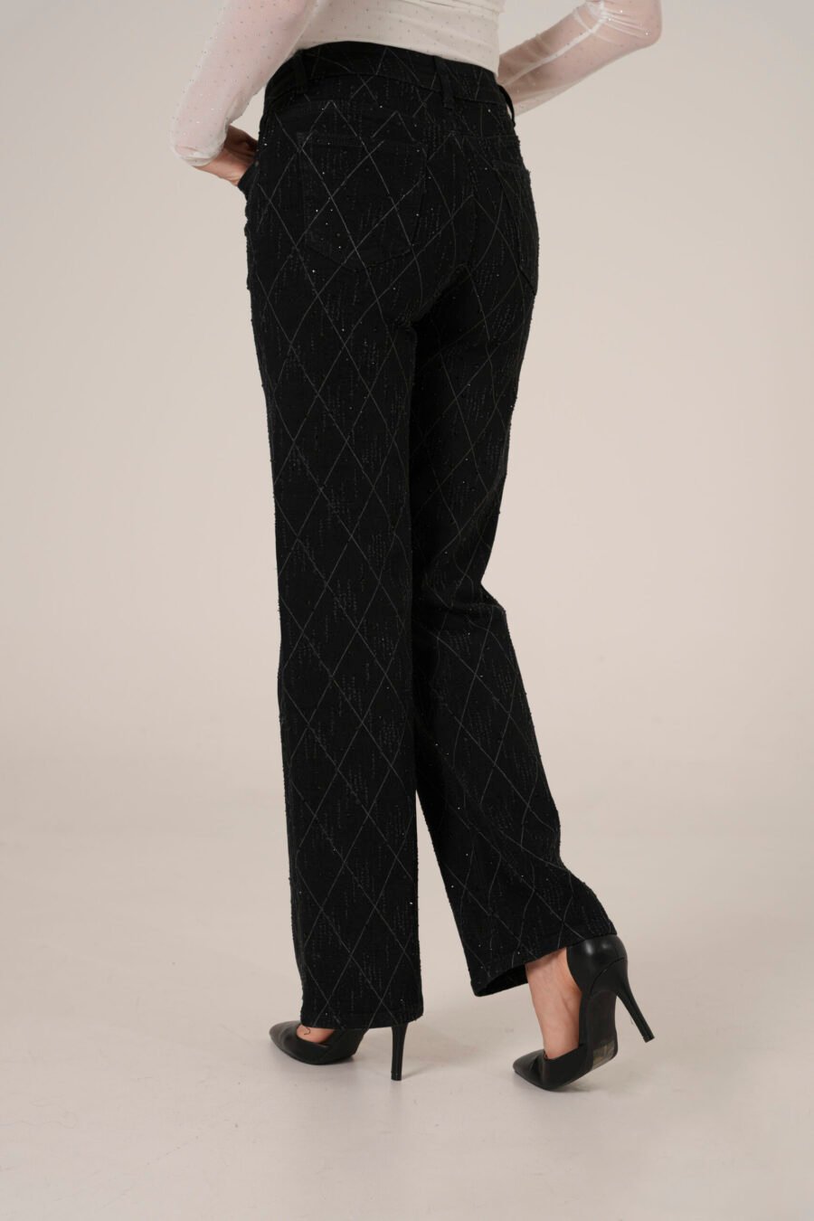 Jeans Neri con Dettagli Brillanti - immagine 3