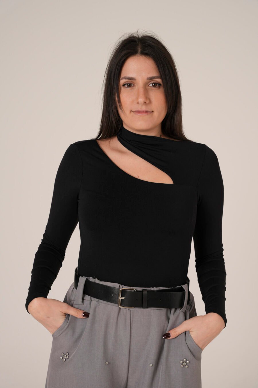 Body Asimmetrico a Manica Lunga - immagine 2