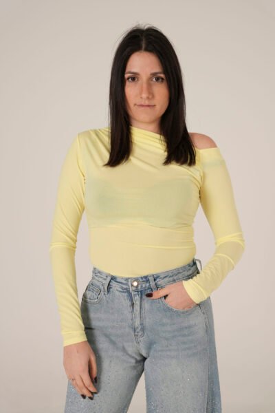 Maglietta Monospalla in Tessuto Elasticizzato
